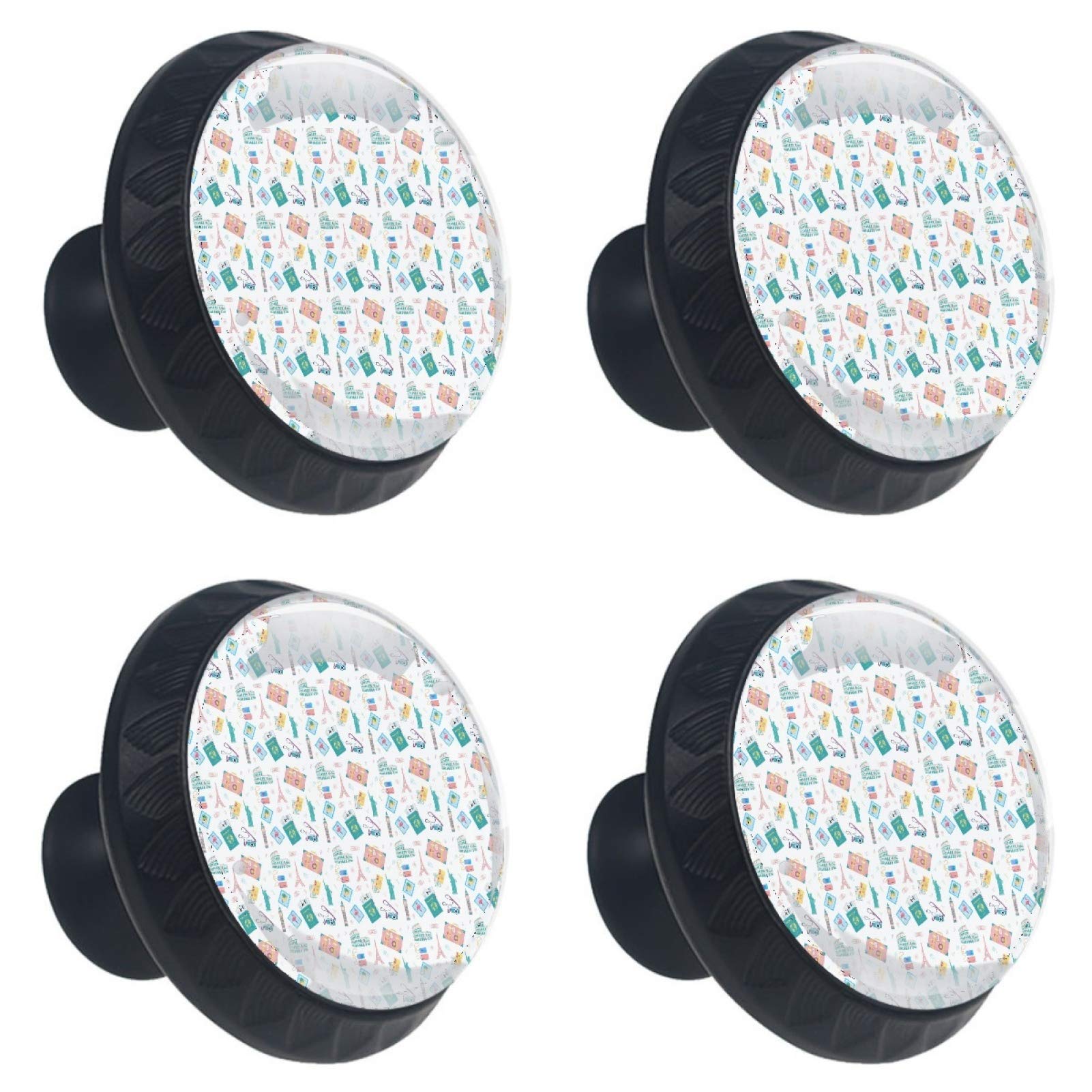 Boutons de meuble en verre motif Tour Eiffel Big Ben pour poignée de tiroir cuisine et armoire x4