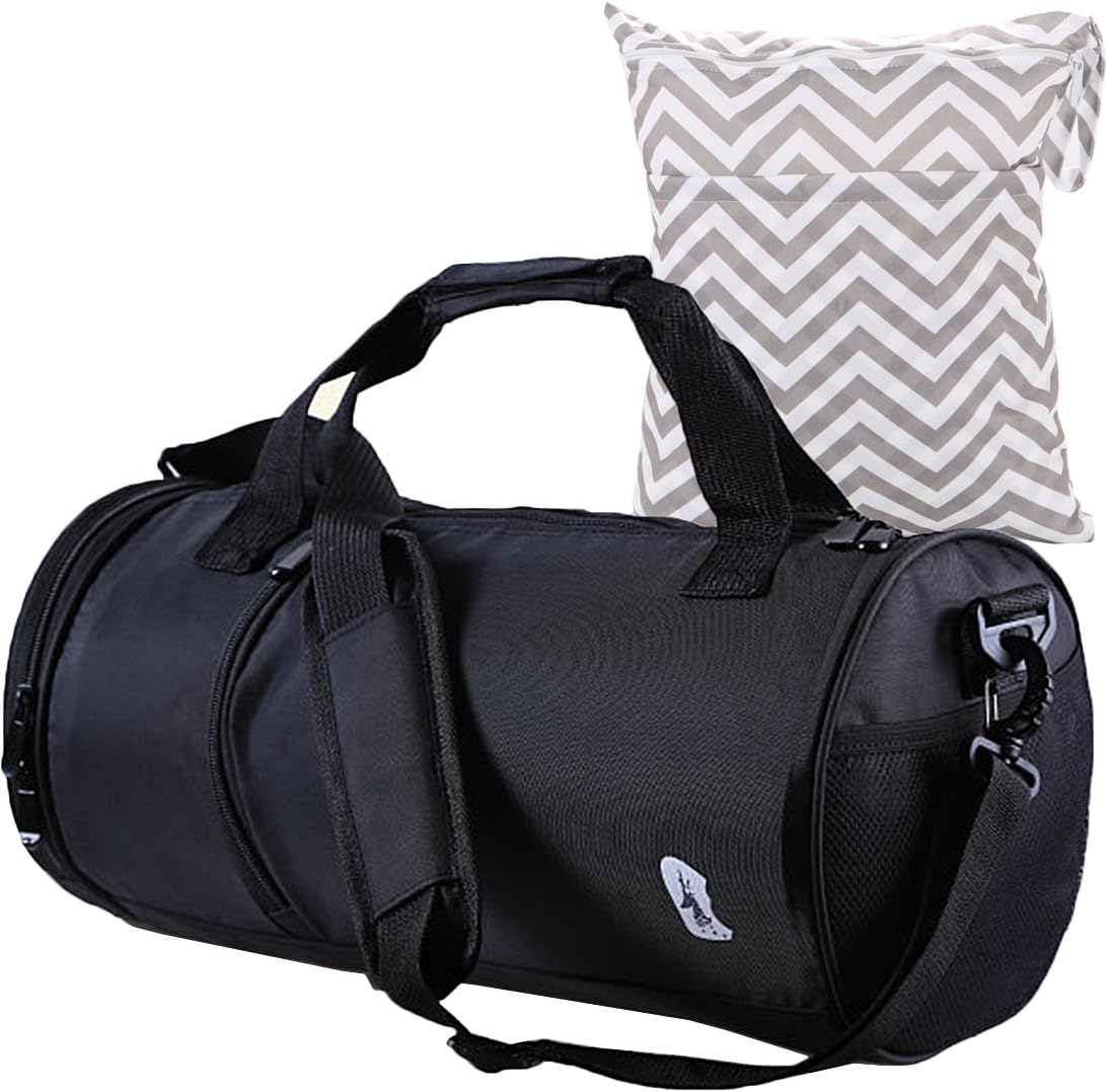 MyKazoe Water Resistant Swim/Gym Duffle Bag With Shoes Compartment + Bonus Waterproof Wet Bag