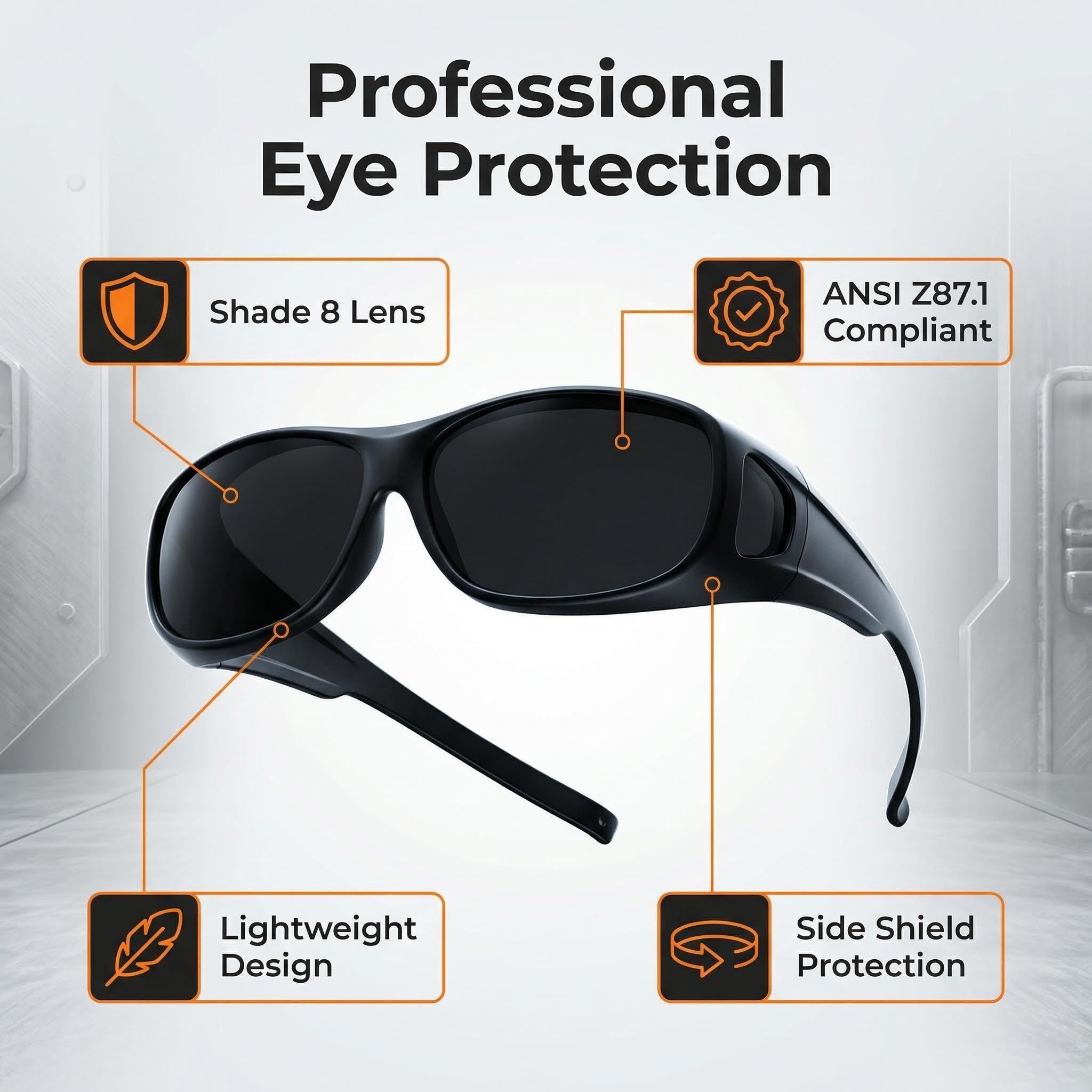 Gafas de seguridad de soldadura IR Shade 8, ANSI Z87.1, gafas de soldadura de protección ocular, gafas de seguridad protectoras envolventes para soldadura MIG TIG, corte por plasma