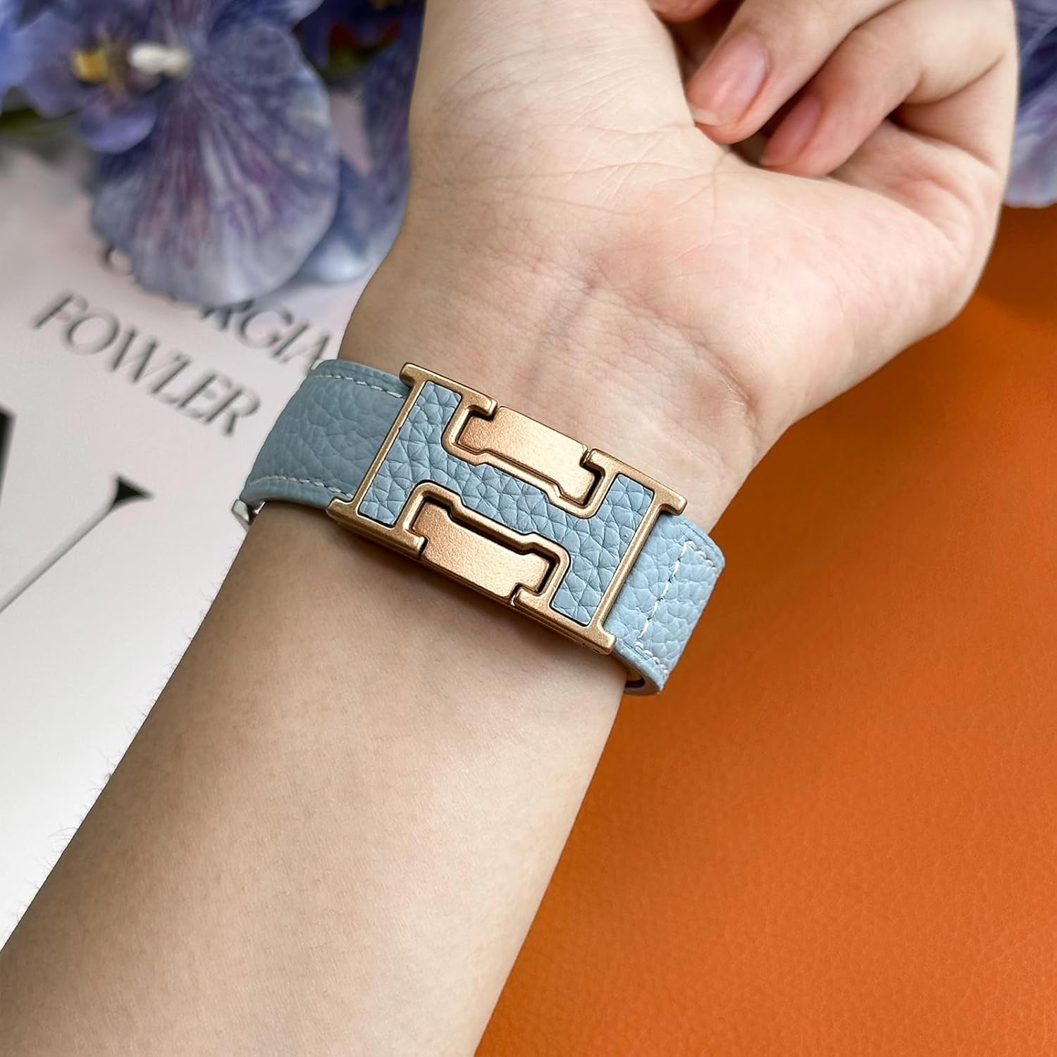 Leather Band Compatible with Galaxy Watch 7 Bands 44mm 40mm,Galaxy Watch 6/5/4/FE/Active 2 40mm 44mm/Watch 6 Classic 43mm 47mm/Watch 5 Pro 45mm/Watch 4 Classic 42mm 46mm,20mm Magnetic Strap for Samsung Watch women men - Image 3