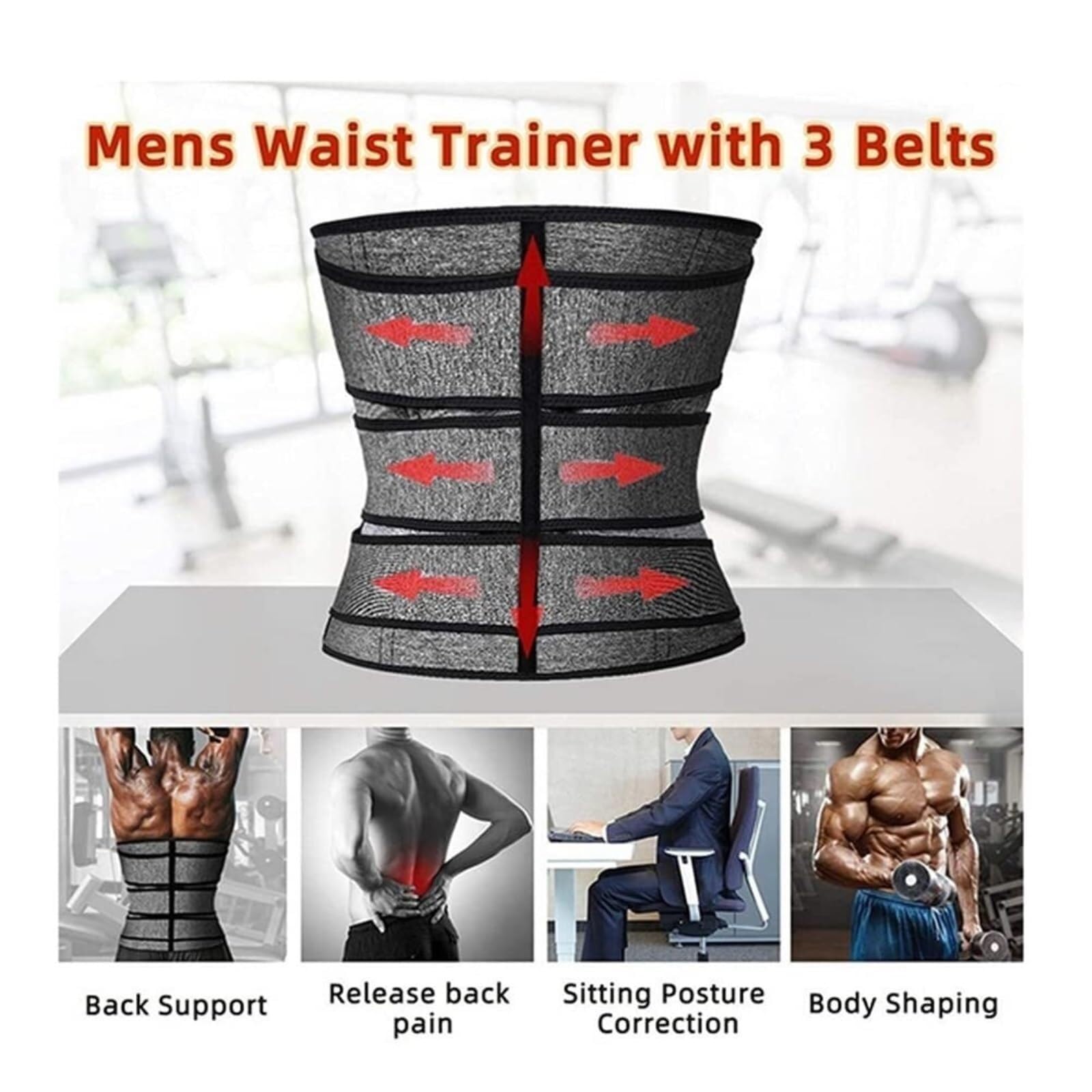 Faja lumbar, cinturón lumbar, cinturón adelgazante para el control del abdomen, de neopreno, moldeador para el cuerpo, moldeador para el vientre y faja lumbar para deporte