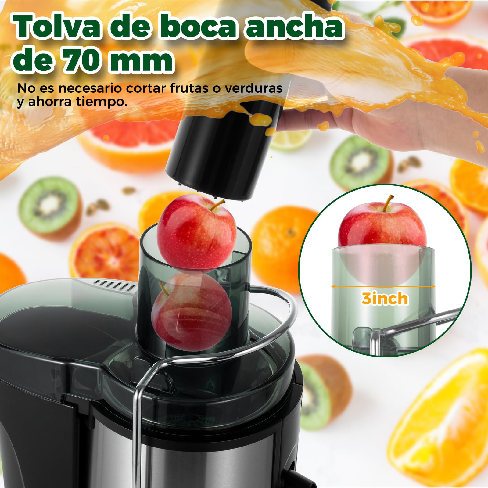 juicerページ Juice Extractor, 800W Juice Machine with 3 Speed Modes, Fast