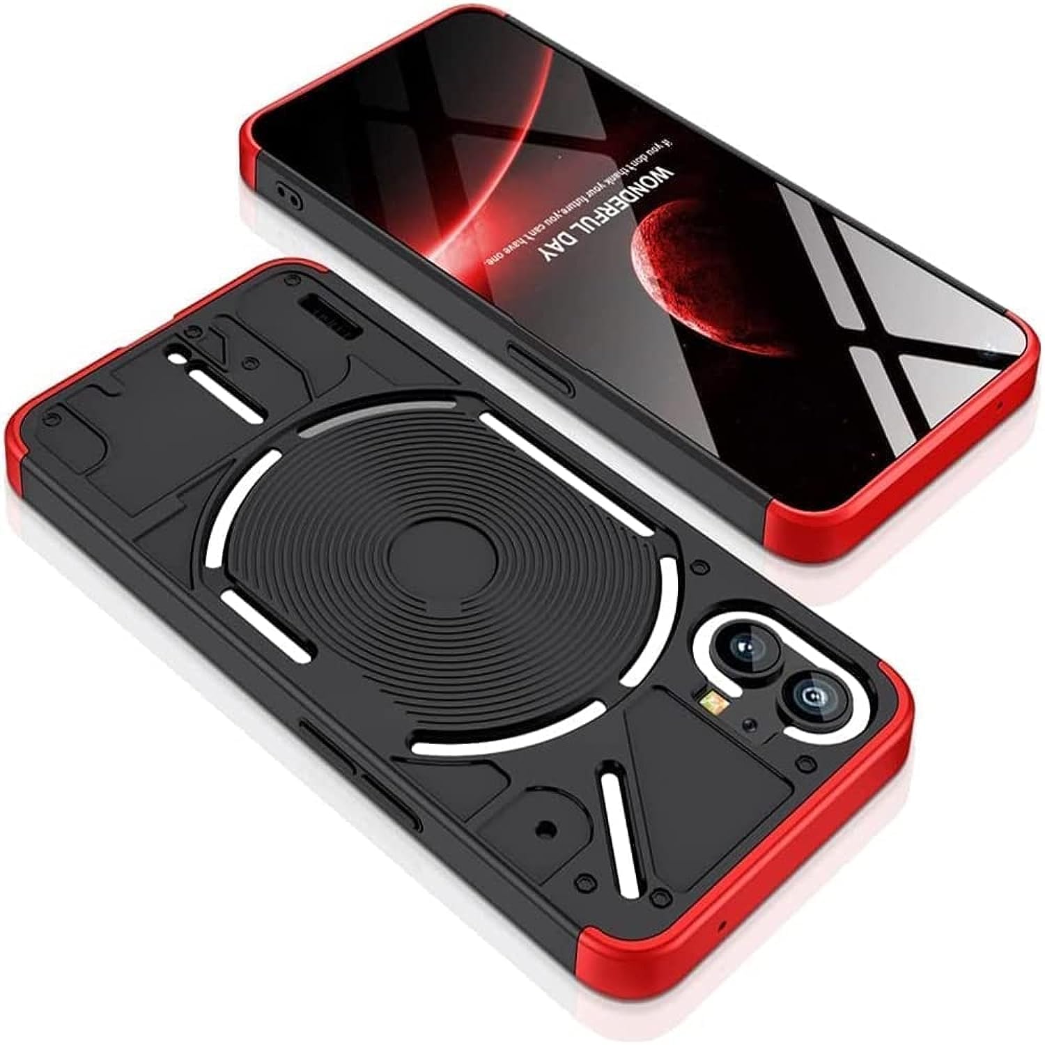 Compatible with Nothing Phone 1 Phone Case, Hard PC Matte Back Shell Premium Slim 360 Degree Full Body Protective Shockproof Ultra Thin Cover for Nothing Phone1 (Nothing Phone 1, Black Red)