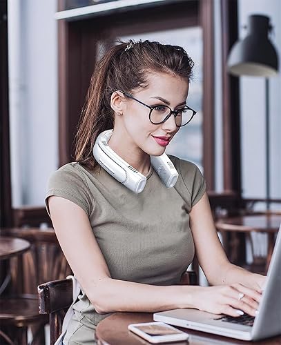 Miniatura 8 de Ventilador de cuello portátil de aire acondicionado de cuello, 10000 mAh, vida ultra larga 26 horas, ventilador de cuello de enfriamiento de flujo