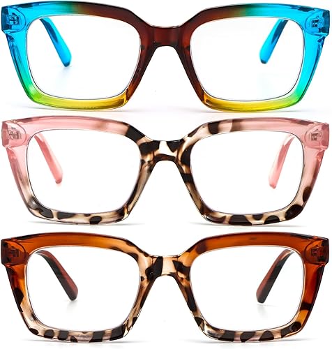Miniatura 39 de DXYXYO Reading Glasses 0.50 Women Blue Light Blocking Men Square Computer Readers 3 Pack Fashion Oprah