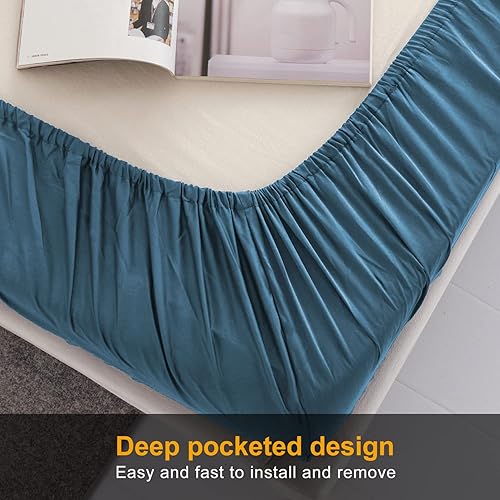 Miniatura 29 de Sábana bajera ajustable individual XL para dormitorio universitario, sábanas 100% algodón egipcio, sábanas bajeras de lujo con bolsillo profundo