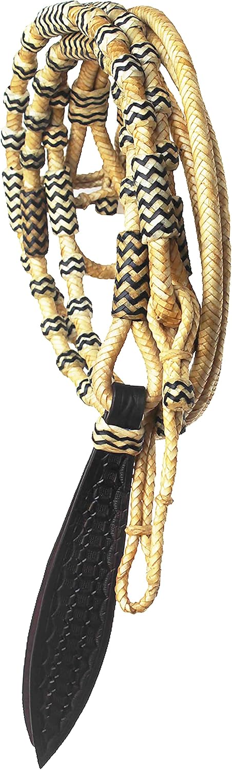 Pro Rider Horse Braided Natural Rawhide Leather Rommel Romel Romal Reins Tack 6654