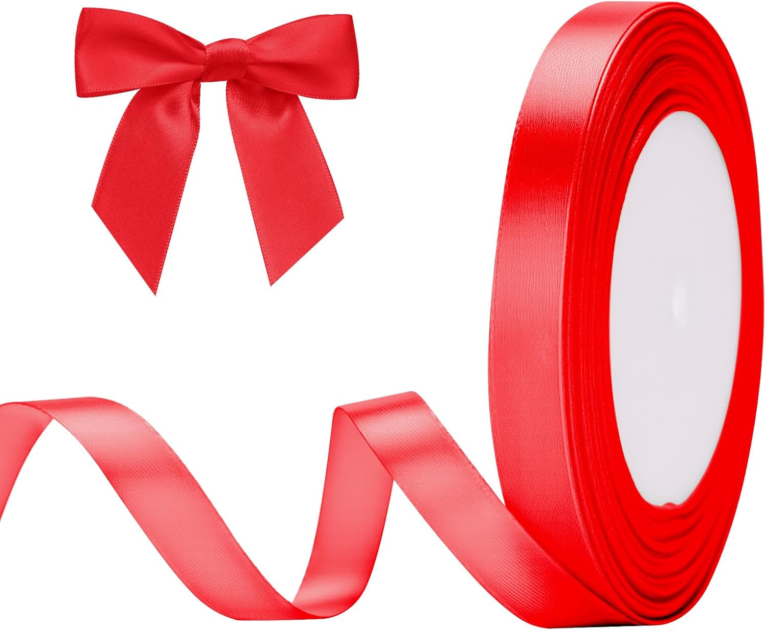 G2PLUS Red Stain Ribbons, 10mm Gift Wrap Ribbon, 22M Ribbons for Gift Wrapping, Christmas Day Decorative Ribbon, Thick Fabric Ribbon, Gift Wrapping Ribbon for Crafting, Wedding Party Decoration