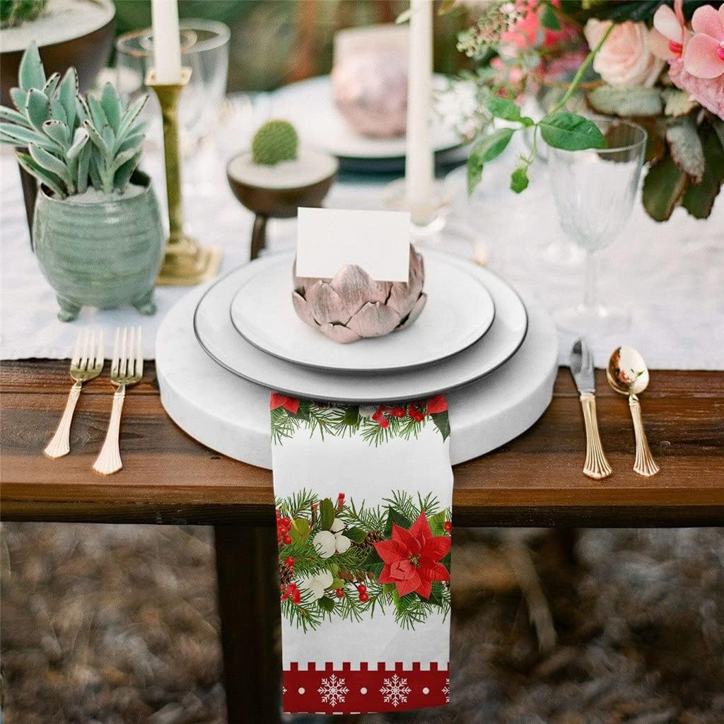 Snowflake Pine Berry Napkins Cloth Set Wedding Party Table Cloth Soft Kitchen Dinner Napkins Christmas Napkins (Color : 8pcs, Size : 50x50cm) (6pcs 50x50cm)