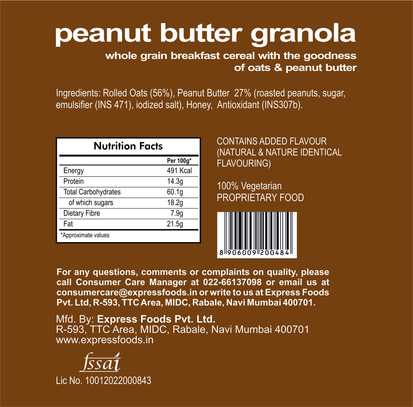 Express Foods Peanut Butter Granola, 500g - Image 3 thumbnail