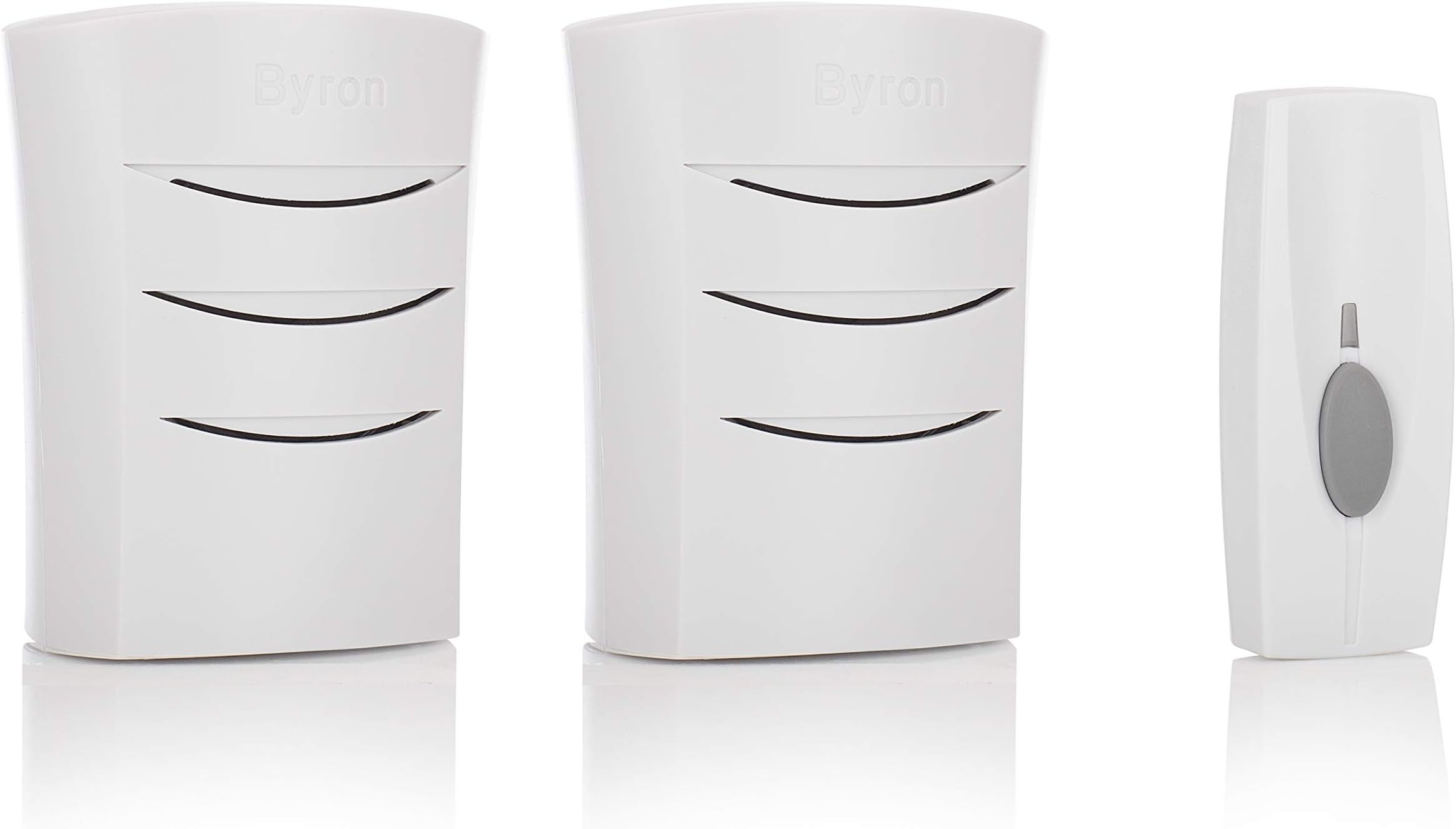Byron Sentry BY112 Wireless Doorbell Twin Pack, Bell Push, Portable, 4 Melodies, 60 m Range