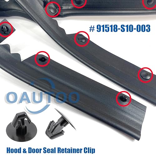 Miniatura 5 de OAUTOO Clip de retención de sello de puerta y capó 91518-S10-003 para Honda Accord Civic Odyssey Pilot Ridgeline, Acura MDX RDX RL TSX 1999-On