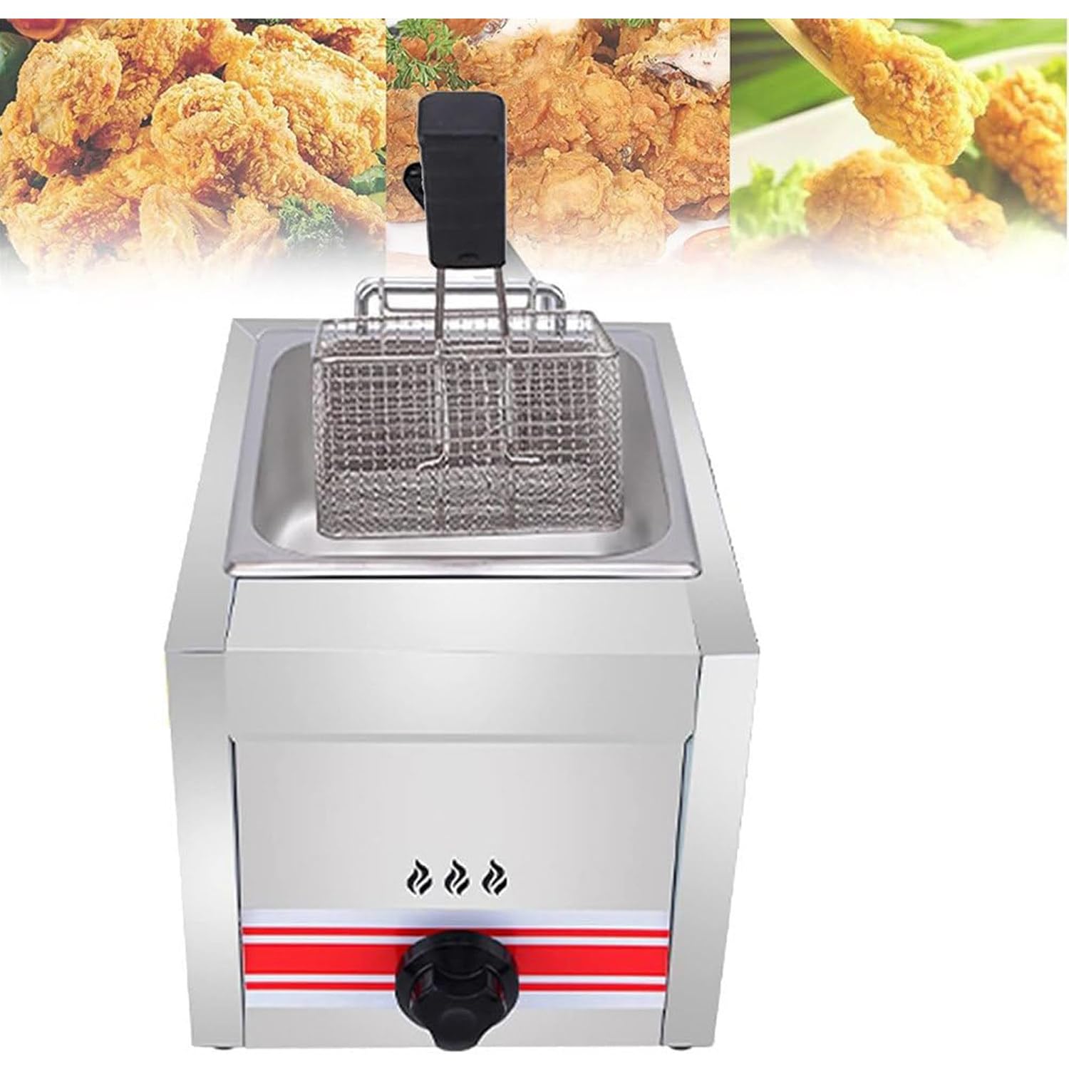 Freidora De Gas, Freidoras Industriales, Freidora a Gas Comercial, Freidora De Cocina,10l/20l/30lencimera a Gas Profesional De Alta Capacidad,para Cocinar Alimentos,10L