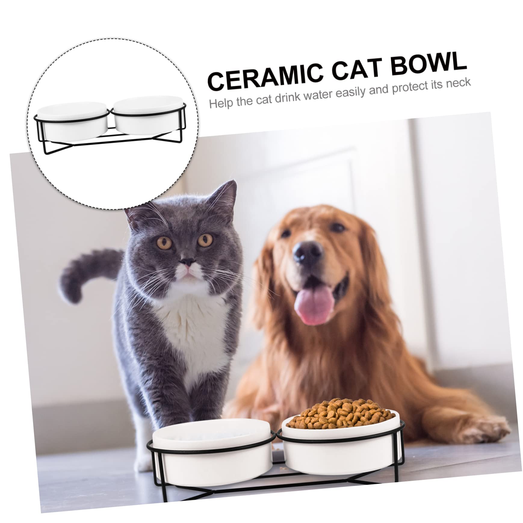 1set Ciotole Per Animali Domestici Rialzate Ceramica Con Struttura Da Ciotole Per Cani e Gatti Antiscivolo e Facili Da Pulire Per Cibo Secco e Fresco