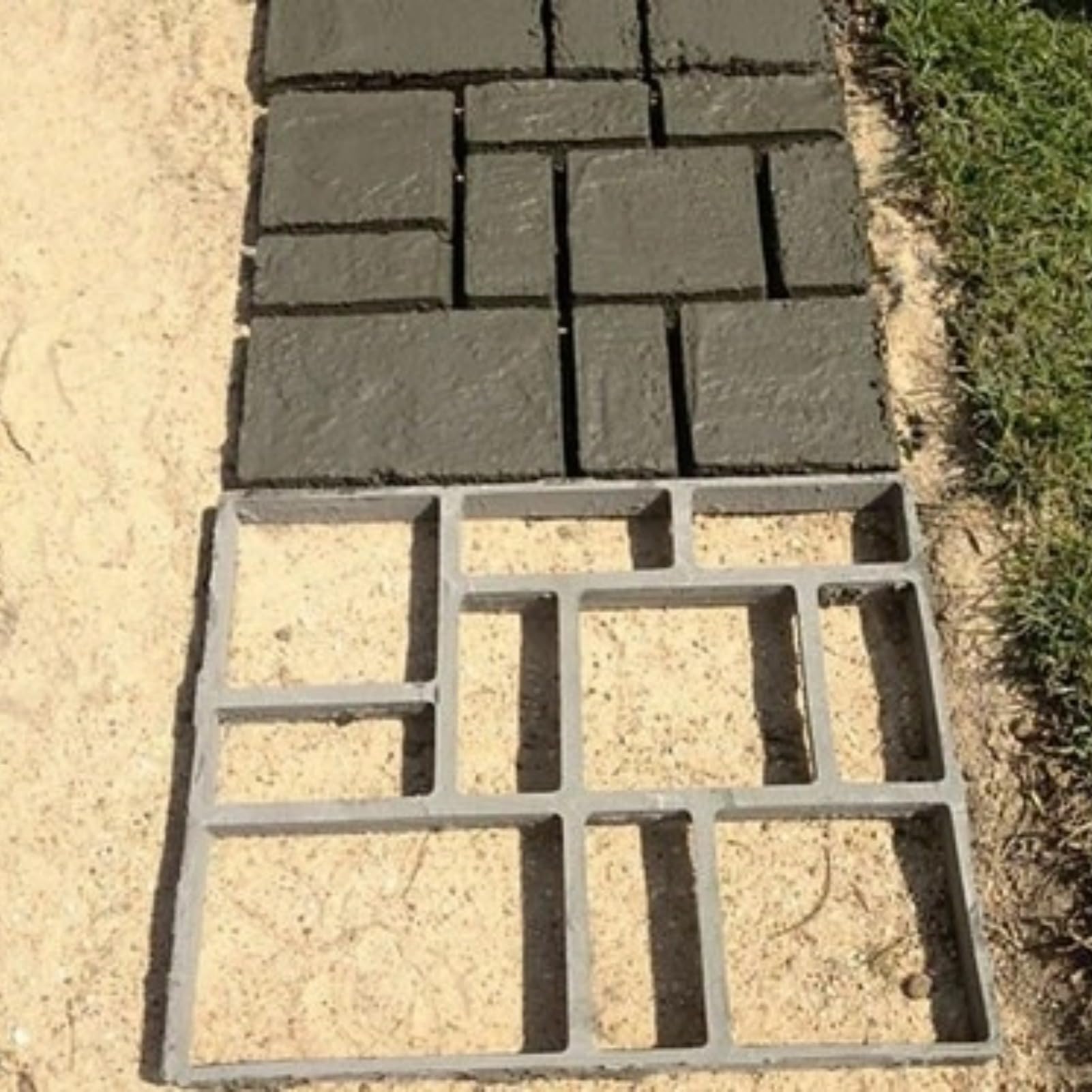 Greensen Moule à Béton Réutilisable en Plastique pour Chemin de Jardin, 45 x 40 x 4 cm, Noir