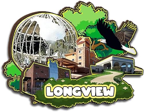 Longview Texas USA - Imán para nevera con imán de madera 3D, monumentos de viaje, coleccionables, decoración hecha a mano, 2