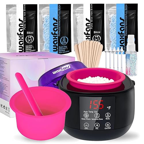 Smart Waxing Kit for Women - Wax Kits for Hair Removal | Auto Keep-Warm Function, 2 Auto Modes (Sensitive/Body), Smart Digital Wax Warmer for Beginner, with 4 Packs wax beads & Tools(Purple) - Purple