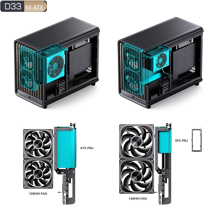 Gabinete JONSBO D33 Negro Micro ATX con Panel de Vidrio Templado miniatura 7