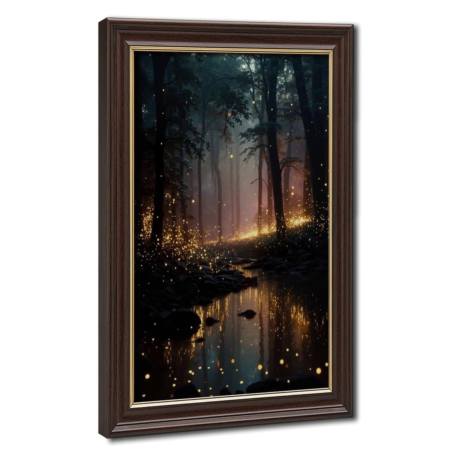 Bareronor Grey Fireflies In Forest Canvas Poster Bedroom Decor Landscape Office Room Decor Gift 24" L X 36" W