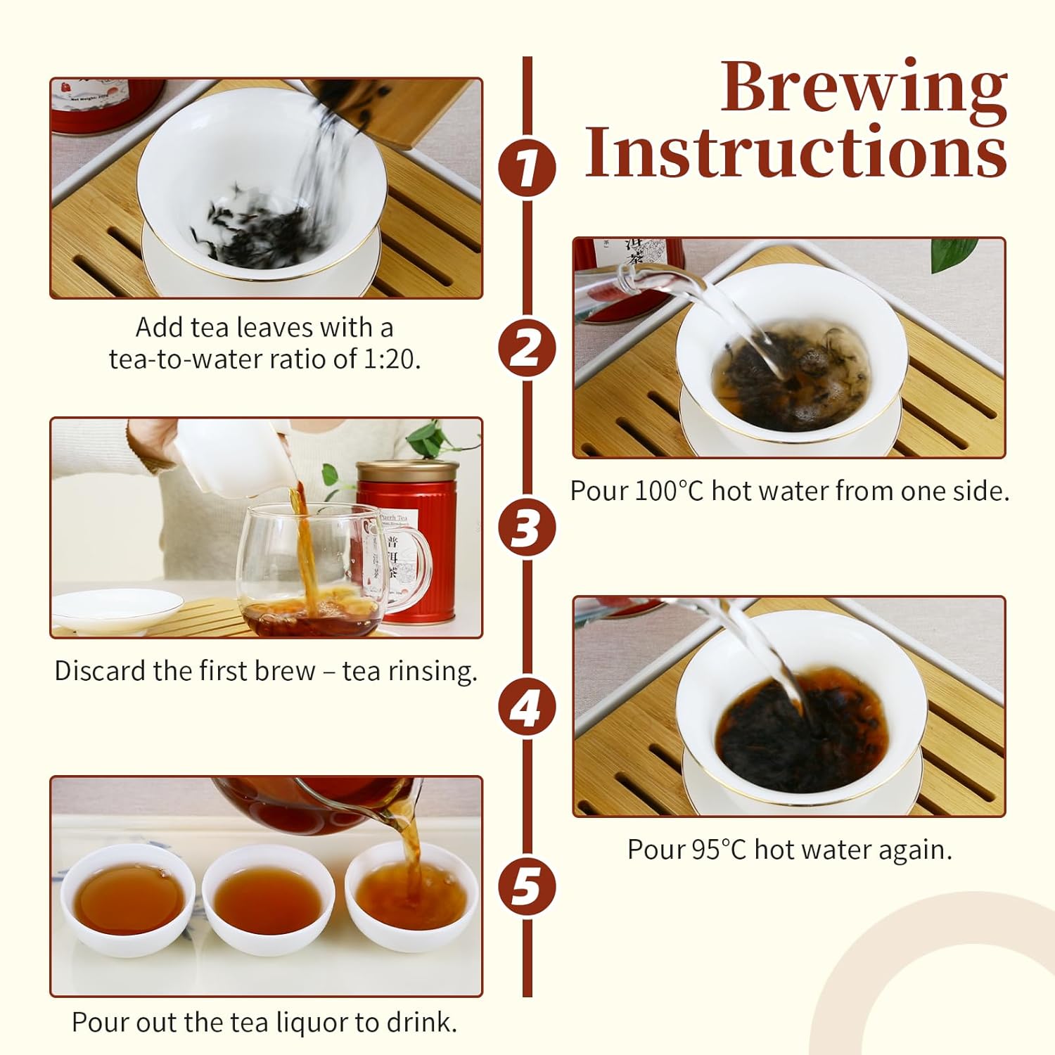 CHADUO Puerh Tea Loose Leaf Aged 5 Years Premium Yunnan Pu erh Ripe Puer Tea 7.05oz/200g Royal-Grade Aged Aroma & Jujube Fragrance 普洱茶 普洱散茶 宫廷普洱茶 云南勐海 - Image 5