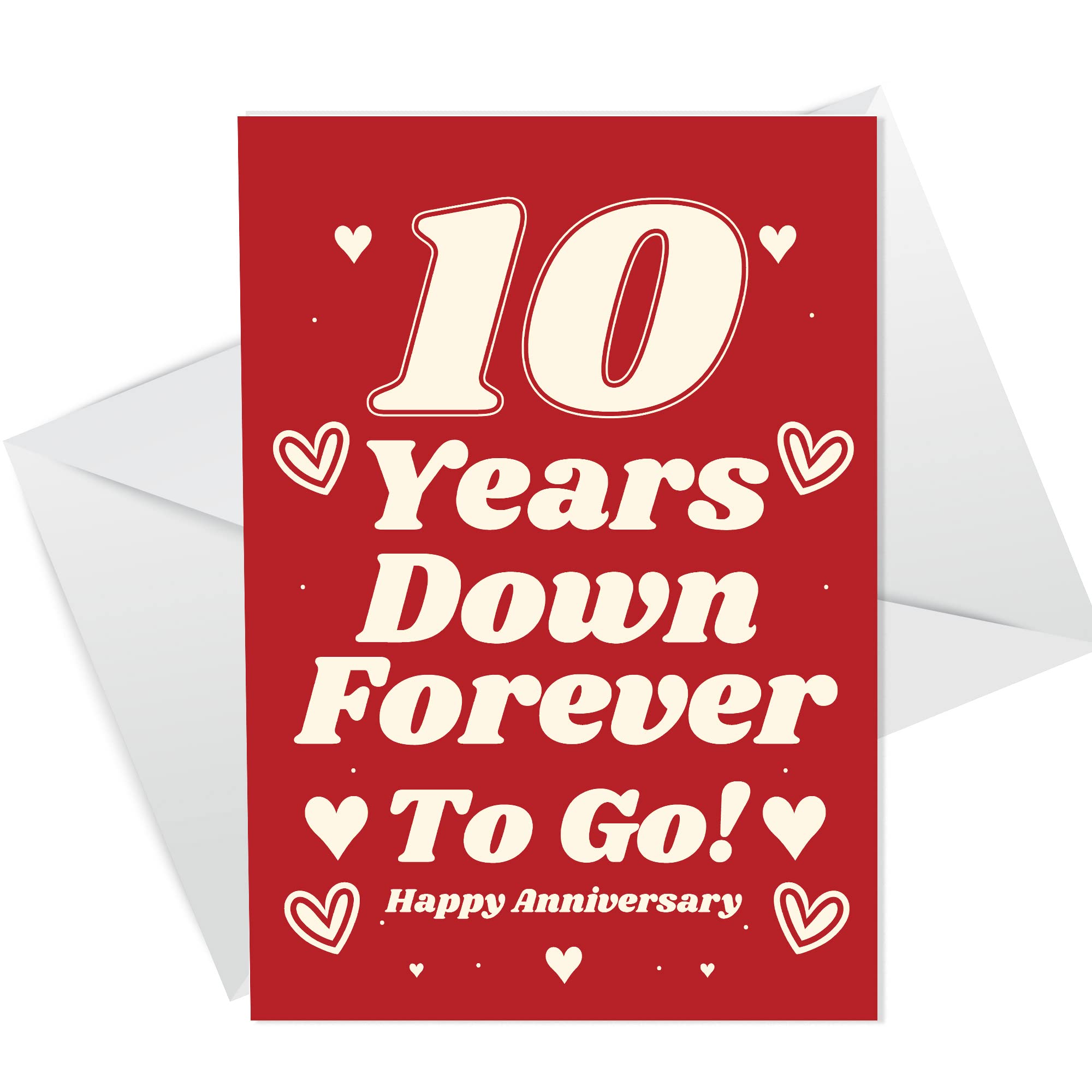 Funny Joke 10th Anniversary Card For Husband Wife Card For Him Her Men Women