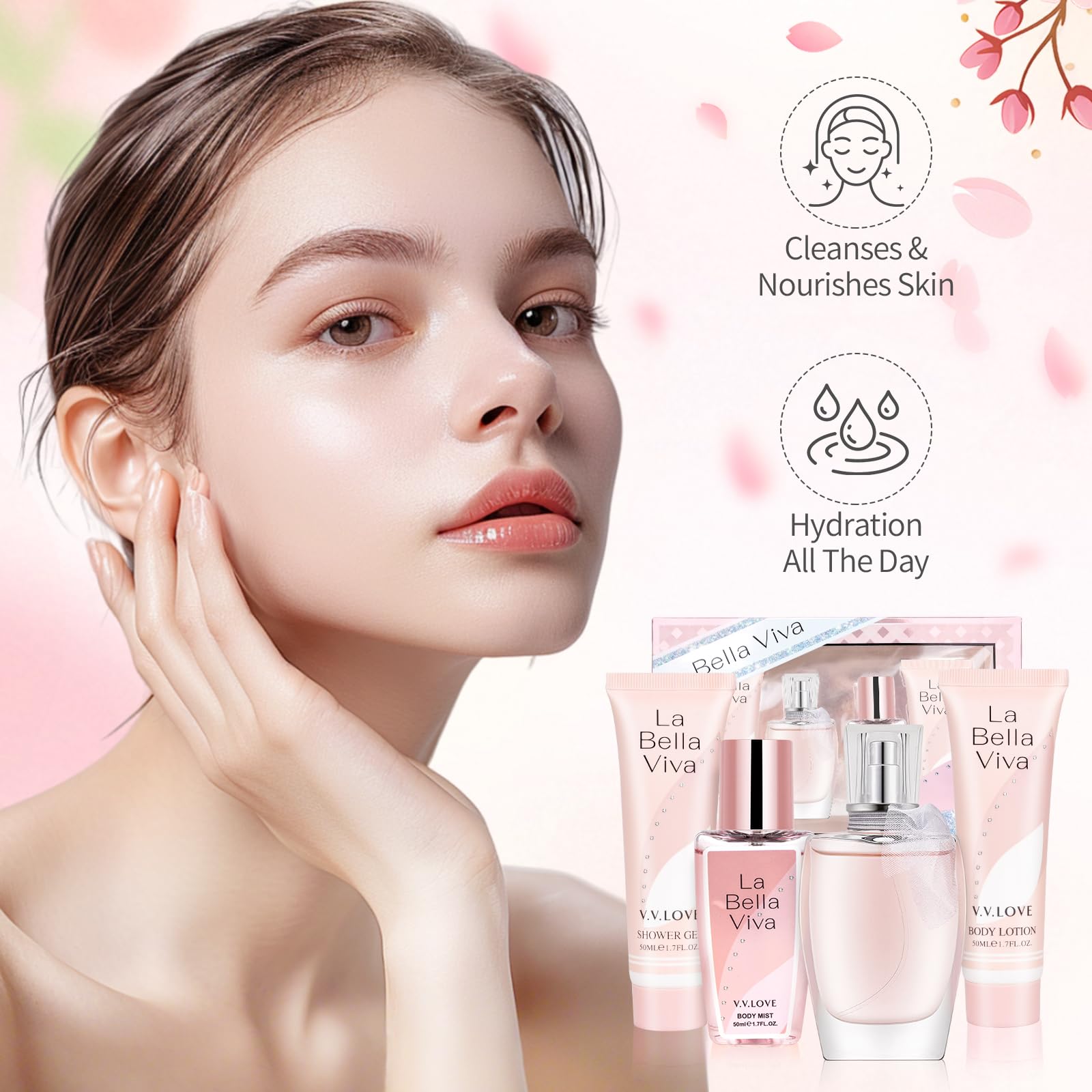 Oryginalne prezenty dla kobiet, zestaw do pielęgnacji skóry: perfumy, balsam do ciała, żel pod prysznic | Urodziny, Dzień Matki, Boże Narodzenie | Dla mam, przyjaciół, współpracowników