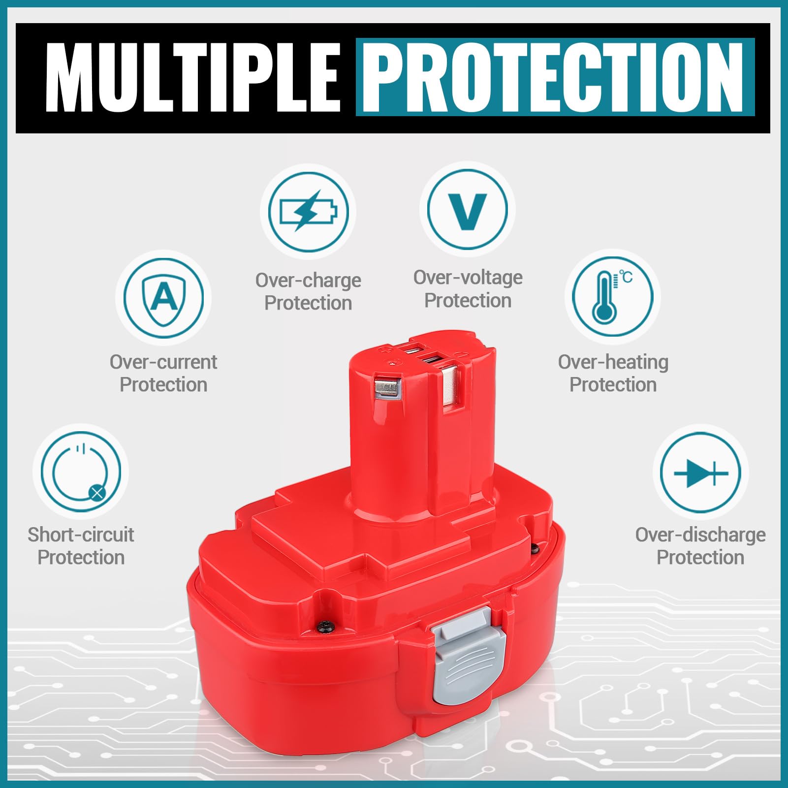 Confezione da 2 batterie 18 V 4,8 Ah 1822 Ni-MH di ricambio per Makita 18 V 1822 1833 1834 1835 1835F 192827-3