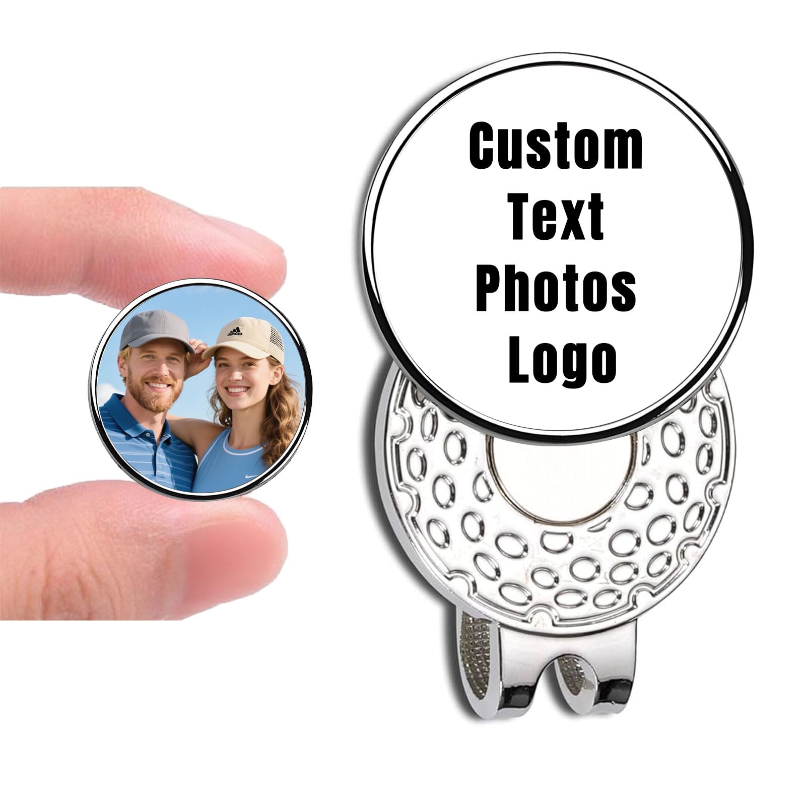 QSZ Personalised Golf Ball Markers Hat Clip with Photo Text