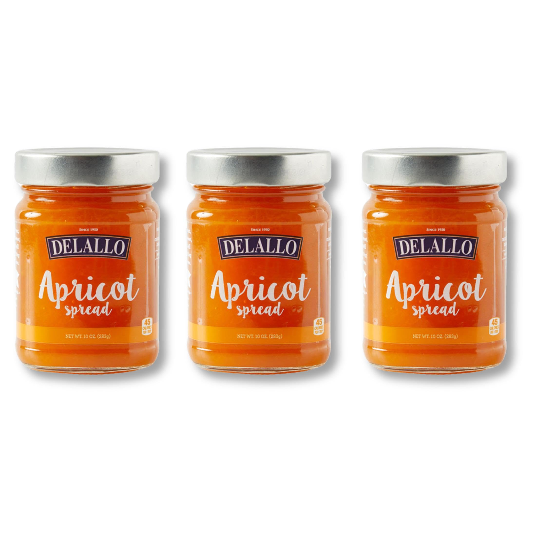 DeLallo Apricot Spread, Gourmet Fruit Jam for Charcuterie and Cheeseboards, Mild Honeyed Fruit Flavor, Condiment for Ice Cream and Yogurt, Gluten-Free, Non-GMO, Vegan, Fat-Free, 10 oz Jar, (3 Pack)