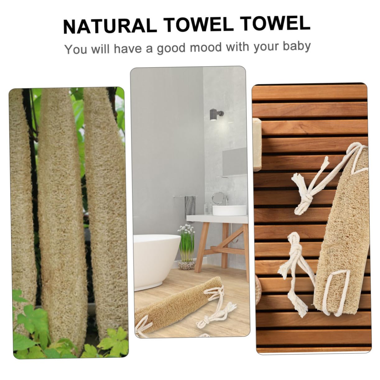 MAGICLULU 3St Luffa-Badetuch exfoliating sponge massage bürste ideas Dusch-Luffa-Peeling Körperwäsche nativ Badeschwamm Schwämme Waschband Rückenwäscher doppelseitig Schrubben Wanne