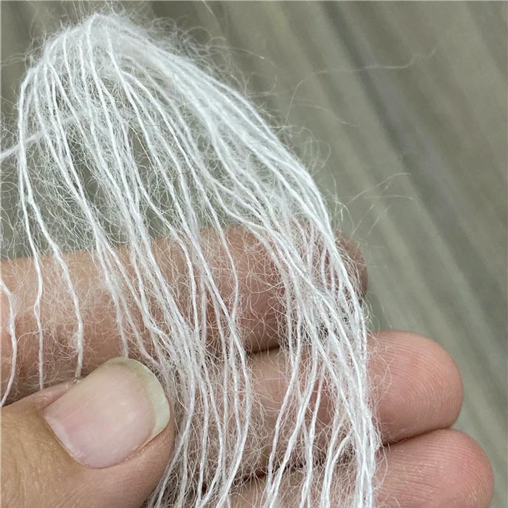 Filato di Lana Mohair Bianco Morbido e soffice da 500 g per lavori a Maglia, per Neonati, per lavori a Mano, all'Uncinetto, per Cucire, per Tessere, Filo Sottile.