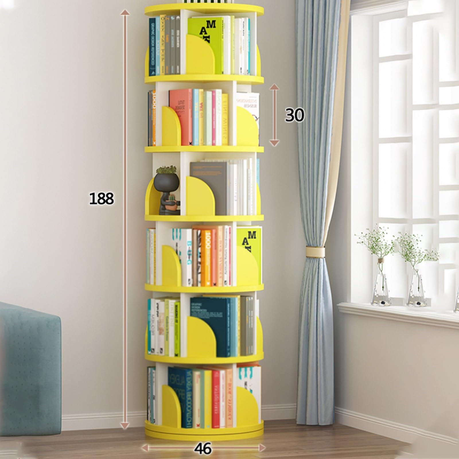 Amazon.co.jp: 回転式本棚 5段 6段 回転本棚 図鑑 大容量 絵本棚 漫画