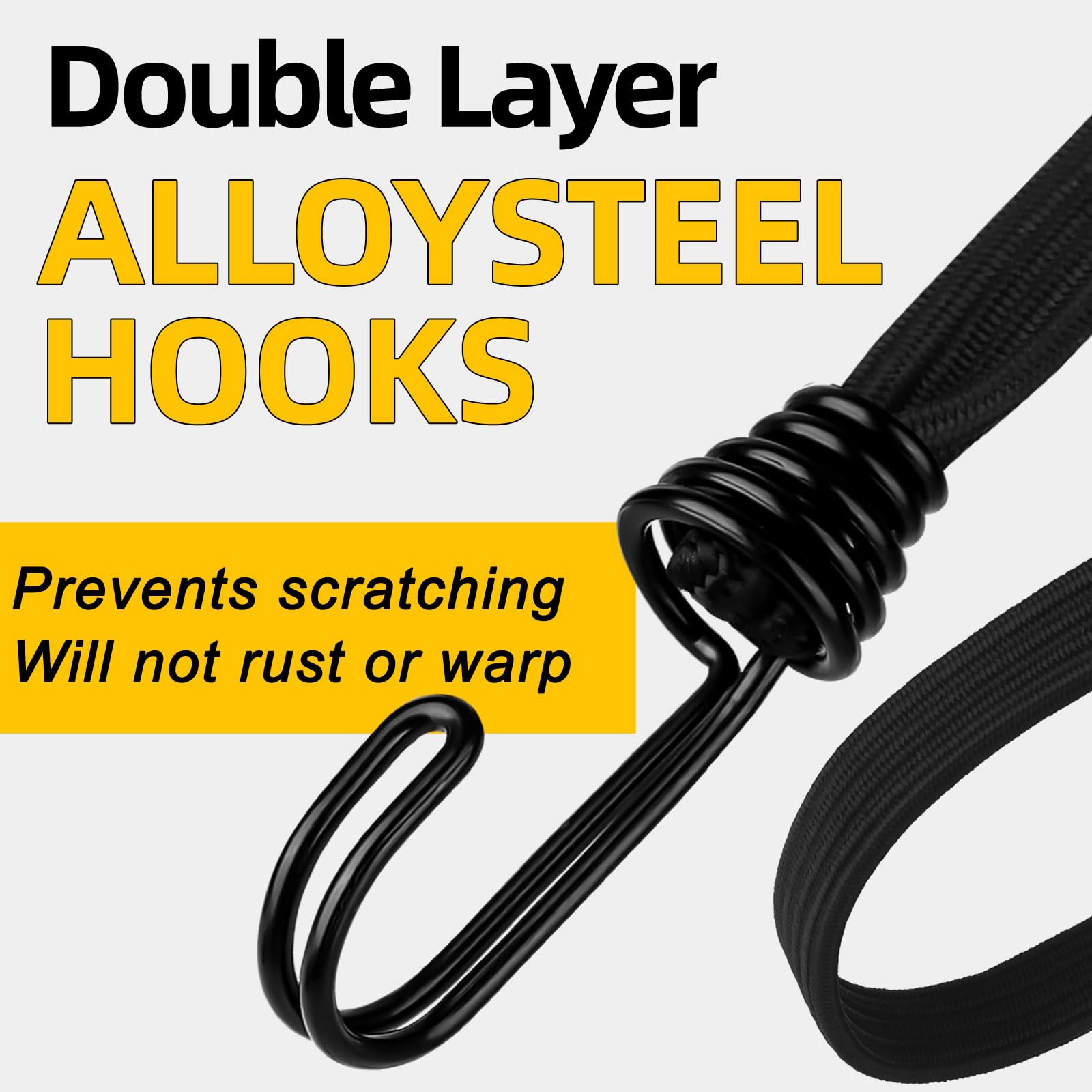 Bungee Cords with Hooks Heavy Duty, Flat Extra Strong Outdoor Bungee Straps - Image 4
