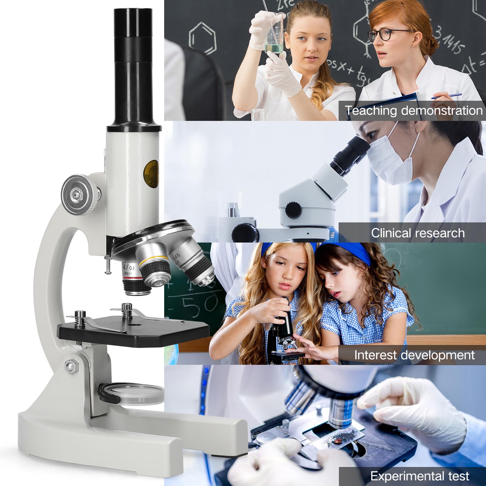 Irfora 64X-2400X microscopio ottico monoculare scuola elementare bambini scienza biologia sperimentale microscopio didattico bambini regali di compleanno