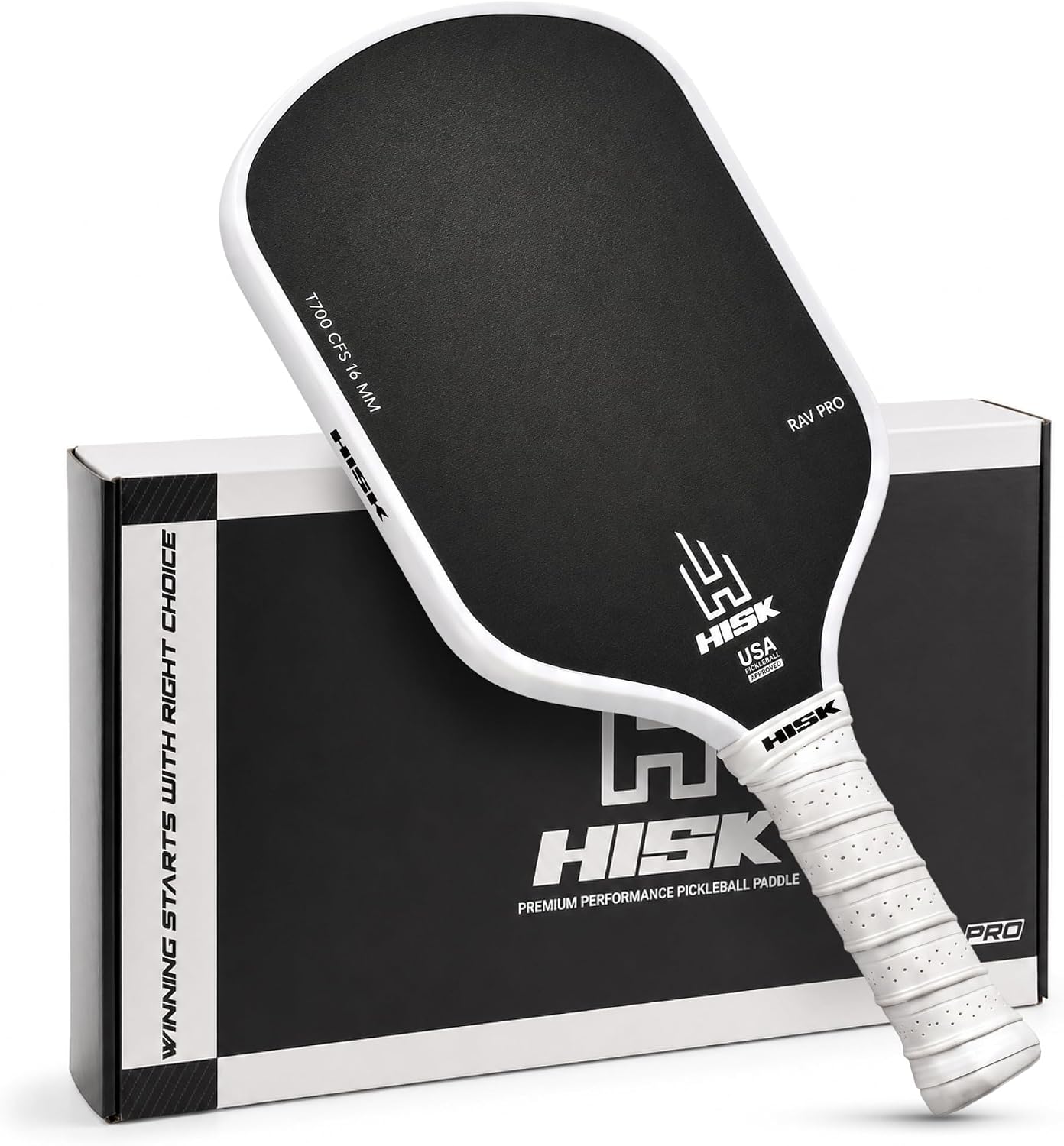 RAV PRO Pickleball Paddle - Ultimate HIGH END 16mm Japanese Toray T700 Raw Carbon Fiber CFS w/Excellent GRIT Roughness Texture, Aero Dynamic Curve, USAPA Approved, Non Slip Grip
