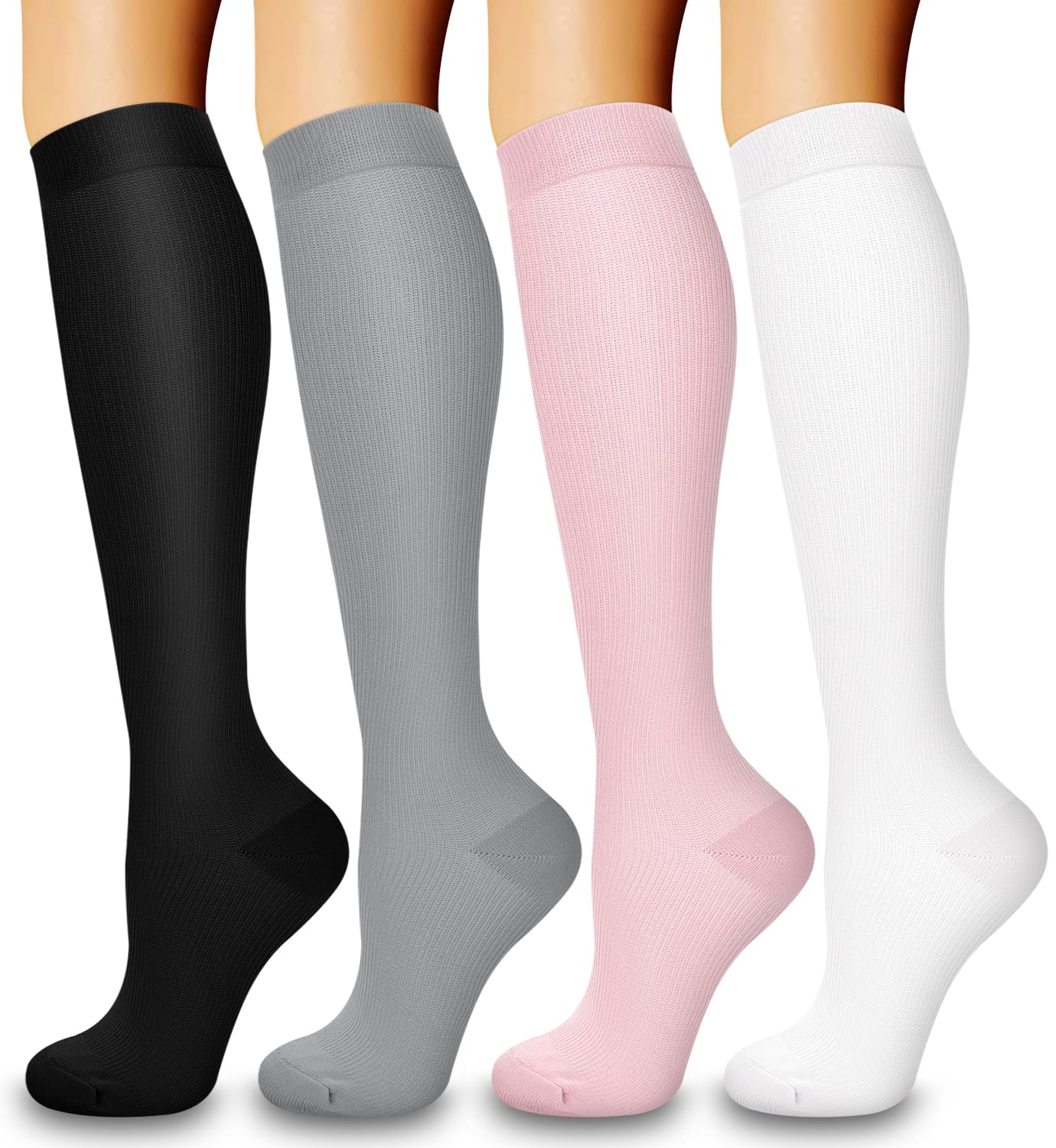 4 Pairs Compression Socks for Women and Men-Circulation Best Support Socks for Running,Athletic,Cycling