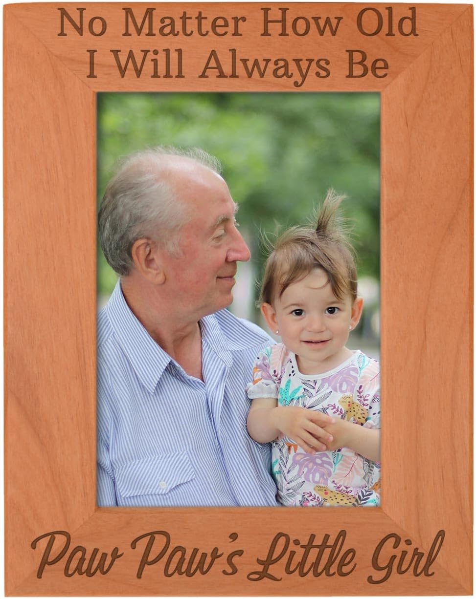 ThisWear Fathers Day Frame from Granddaughter I'll Always Be Paw Paw's Little Girl Natural Wood Engraved 5x7 Portrait Picture Frame Wood