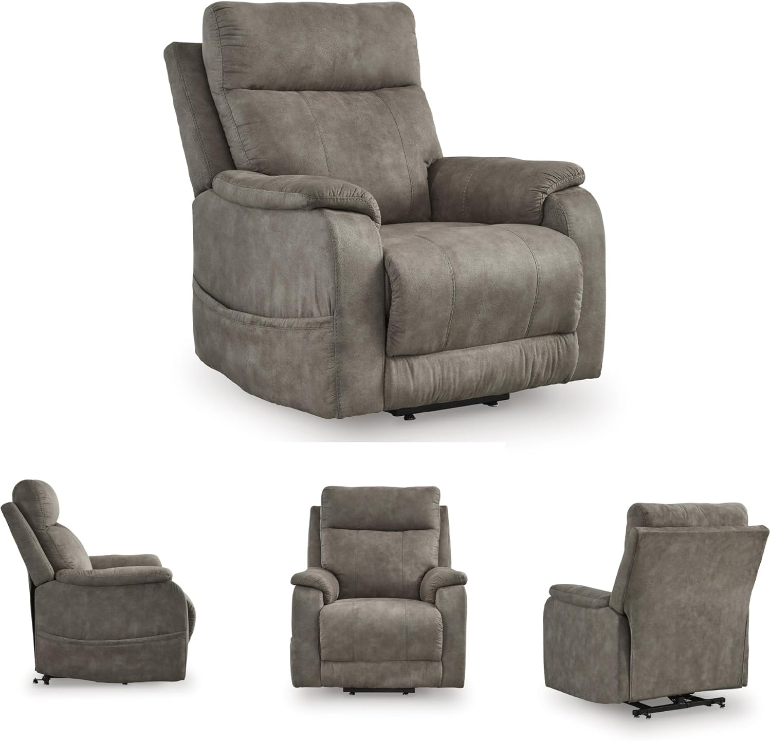 Signature Design by Ashley Crestmeade Modern Dual Motor Power Lift Recliner with Adjustable Backrest, USB Ports, Heat and Massage Function, Light Brown