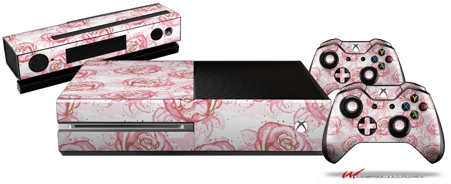 Flowers Pattern Roses 13 - Holiday Bundle WraptorSkinz Decal Style Vinyl Skin Wrap compatible with XBOX One Original Console, Kinect and 2 Controllers (GAMING SYSTEM NOT INCLUDED)