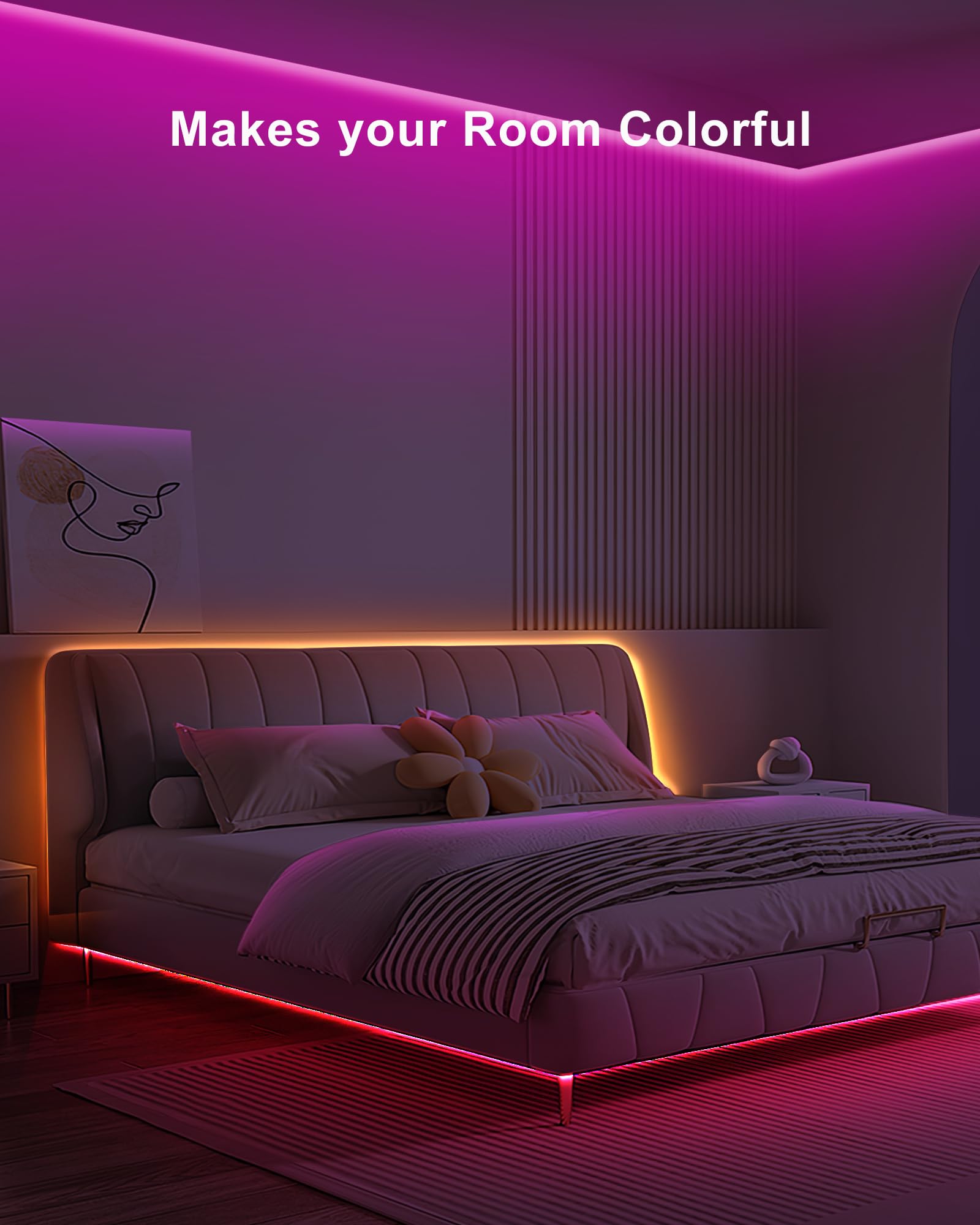 Tatazone - Striscia luminosa LED COB Bluetooth RGB COB con telecomando, applicazione intelligente dimmerabile, striscia luminosa LED COB, sincronizzazione musicale che cambia colore, luci LED COB per