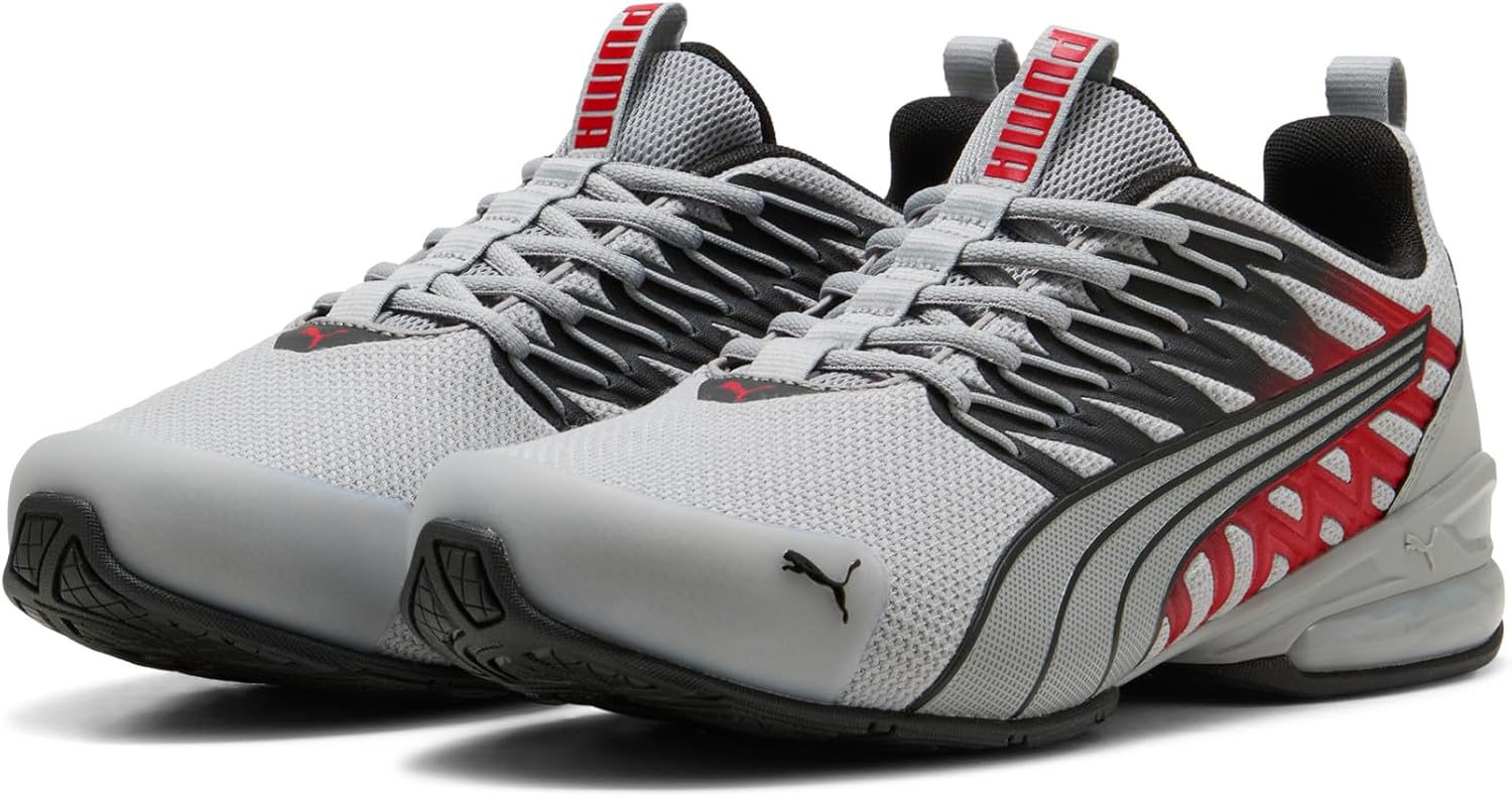 PUMA Men's Voltaic Evo Cross Training Shoes, Gray Echo- Black-for All Time Red AH26, 10