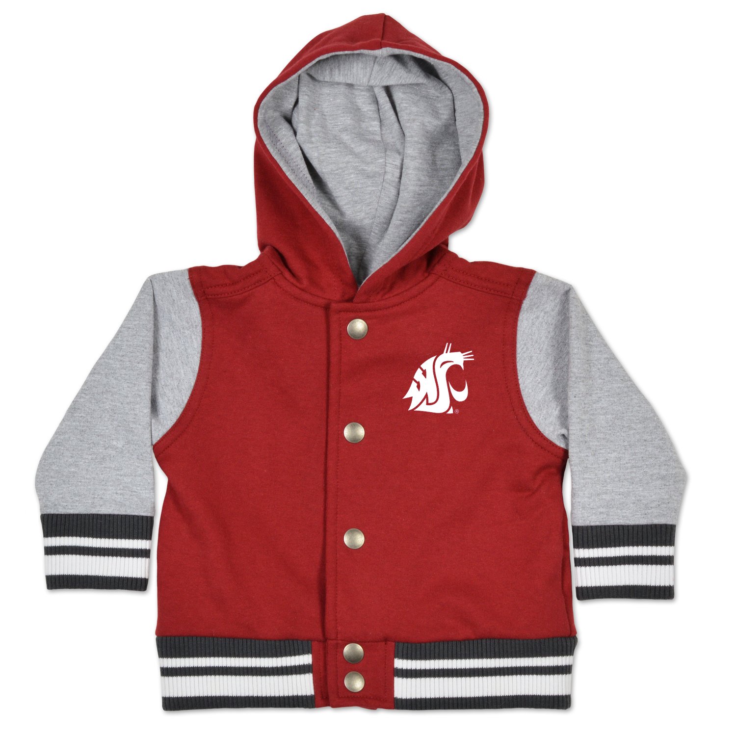 NCAA Washington State Cougars Children Unisex Infant Letterman Jacket, 6 Months, Cardinal/Oxford