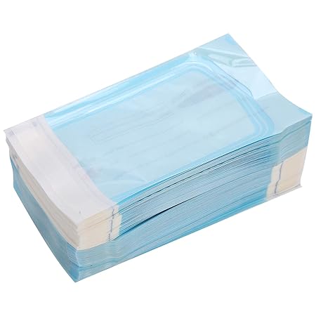 200pcs/Box Self-Sealing Oral Sterilization Bag, Disposable Sealed Sterilization Bag, Oral Supply Cleaning Pouch Storage Bag, Dental Tool Sterilization Pouches (83 x 160mm)