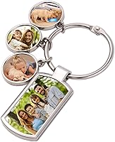 YESTIME Personalized Photo Keychain - Custom Picture Double-Sided Keychain with Engraved Text, Memorial Gift for Couples, Family, Pets