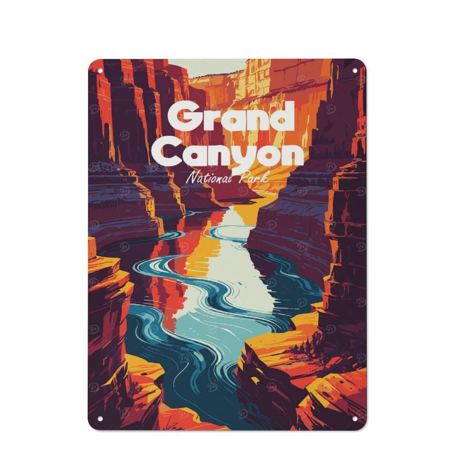 Junmoney Style-11 Grand Canyon National Park Illustration(3) Printed Metal Sign 40X30cm For Kitchen Or Home Bar, For Kitchen, Dining Room And Home Bar Wall Decor