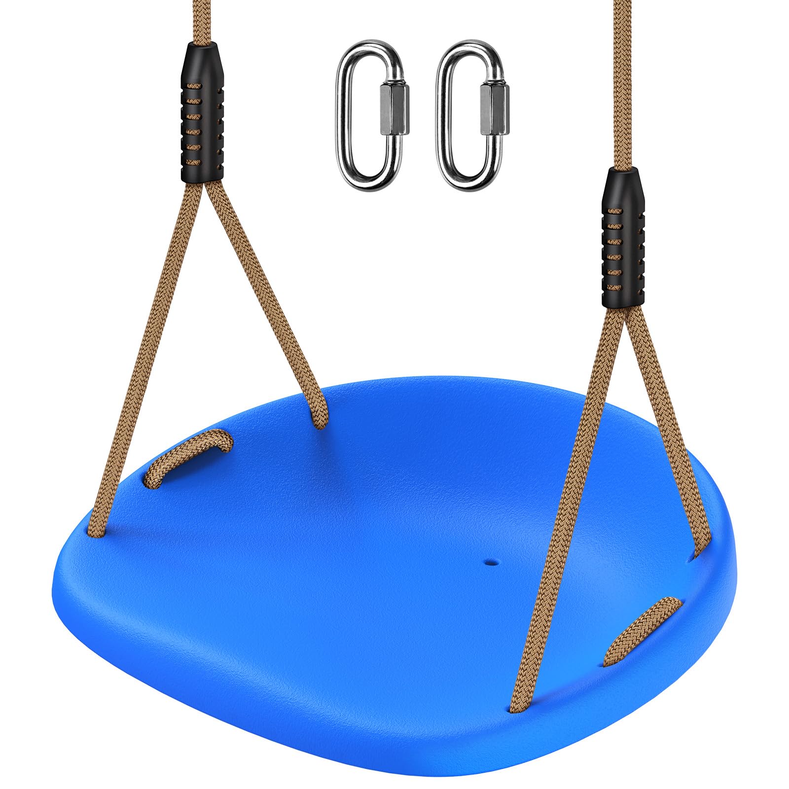 BeneLabel Schaukel Kinder, Indoor Outdoor Babyschaukel Hartgummi Schaukelsitz Spielplatz Gartenschaukel Breit Schaukelbrett mit Verstellbar 150-200cm Seil für Teens/Erwachsene, Blau Gewölbte/272kg