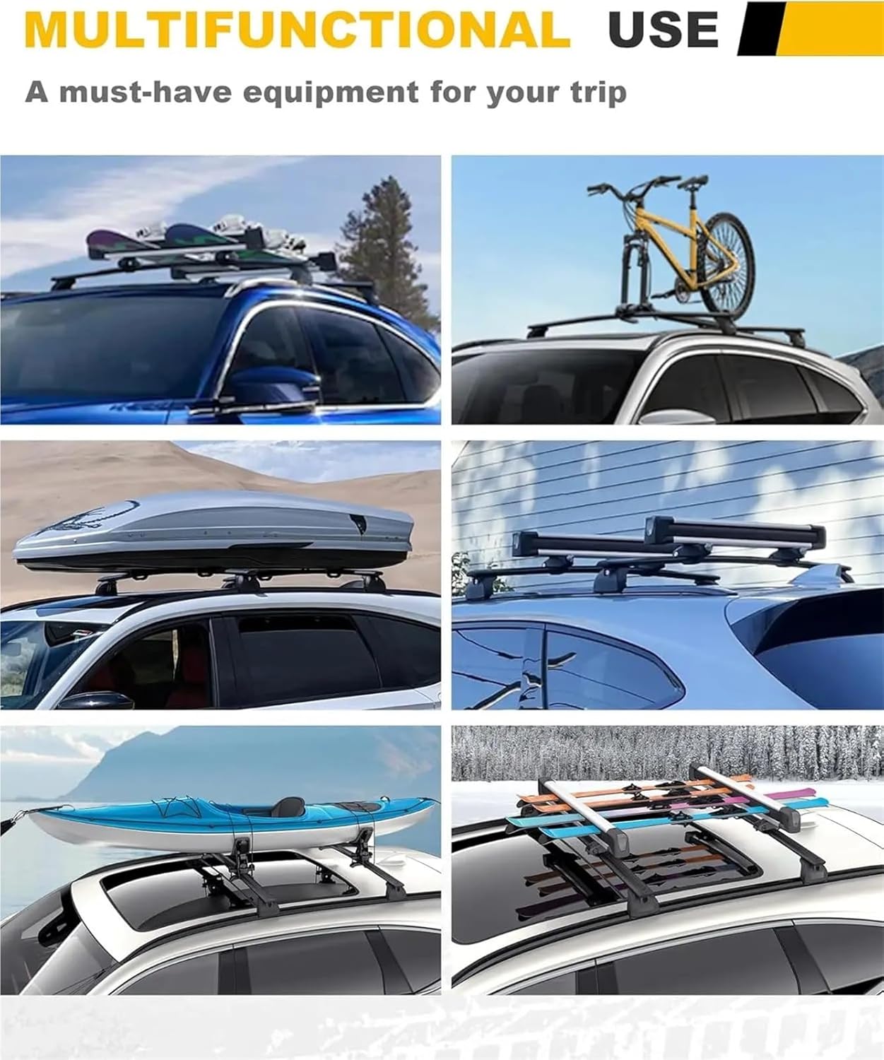 Compatible Lockable Cross Bars for Select SUV Models, 330 LBS Capacity Roof Rack Cargo Carrier
