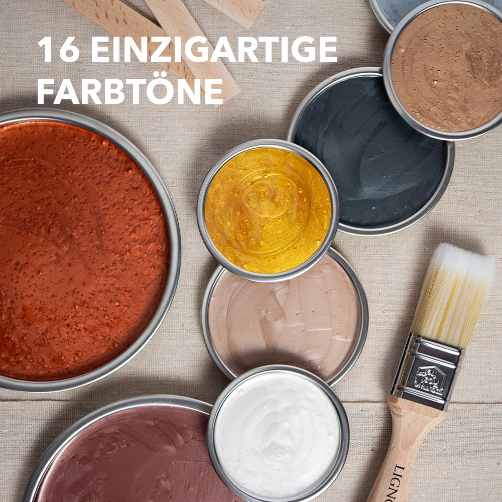 Lignocolor Metallic Wandfarbe| effektvoll glänzende Metallicfarbe für Wände, Tapeten uvm. | viele Farbtöne verfügbar (Luxe Rose Gold, 2,5 L)