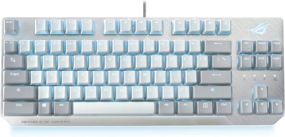 ASUS ROG Strix Scope NX TKL Moonlight White Wired Mechanical RGB Gaming Keyboard | ROG NX Red Linear Switches, Aluminum Frame, Aura Sync Lighting, Tenkeyless Design, Quick Toggle Media Keys (Renewed)