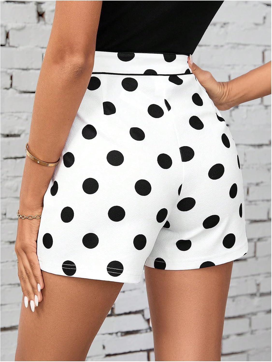 SweatyRocks Women's Polka Dots Shorts High Waisted Work Dressy Shorts with Pockets